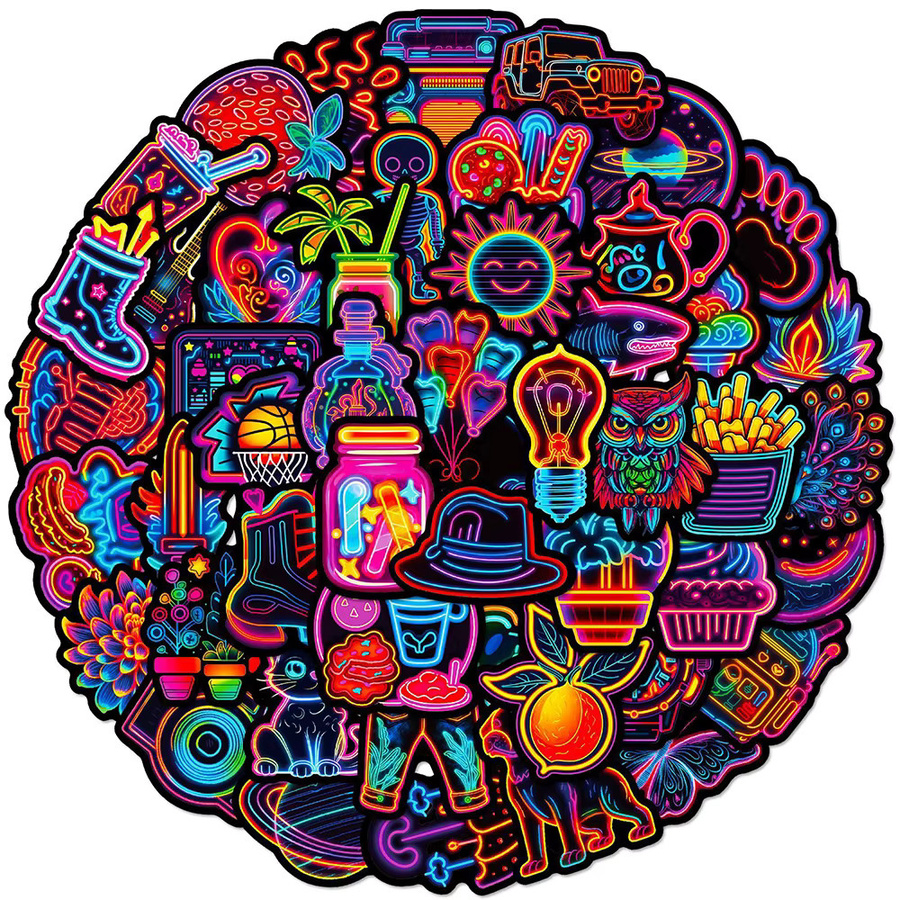 Charile Neon Licht Graffiti Aufkleber, Cartoon Aufkleber, 10/30/50 stücke - Bild 2