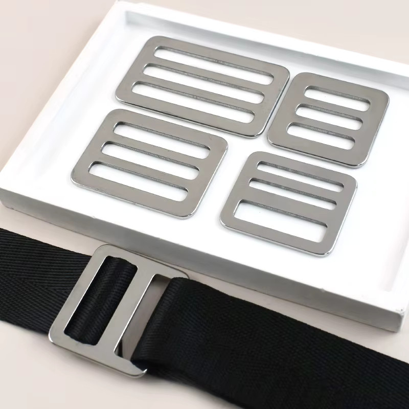 Meetee Edelstahl Schnallen Set in Silber, rutschfeste Verstellverschlüsse für Sicherheitsgurte und Gurtbänder, Tri-Glide-Hardware-Kit - Bild 3