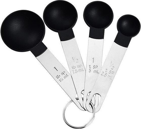 HomeHarmony 8-teiliges Messbecher- und Löffelset mit Skala in Schwarz aus Edelstahl, Kunststoff und Silikon - Bild 1