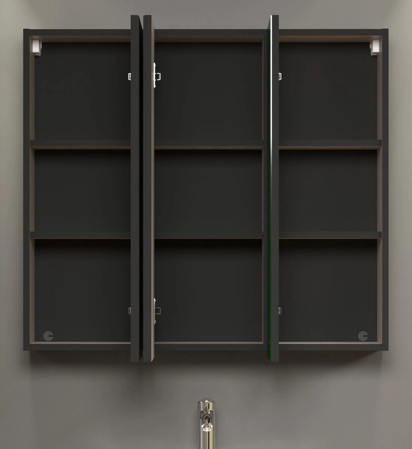 Spiegelschrank Feliz für das Badezimmer in Grau, Wandmontage, B: 90 cm, H: 80 cm, T: 20 cm - Bild 3