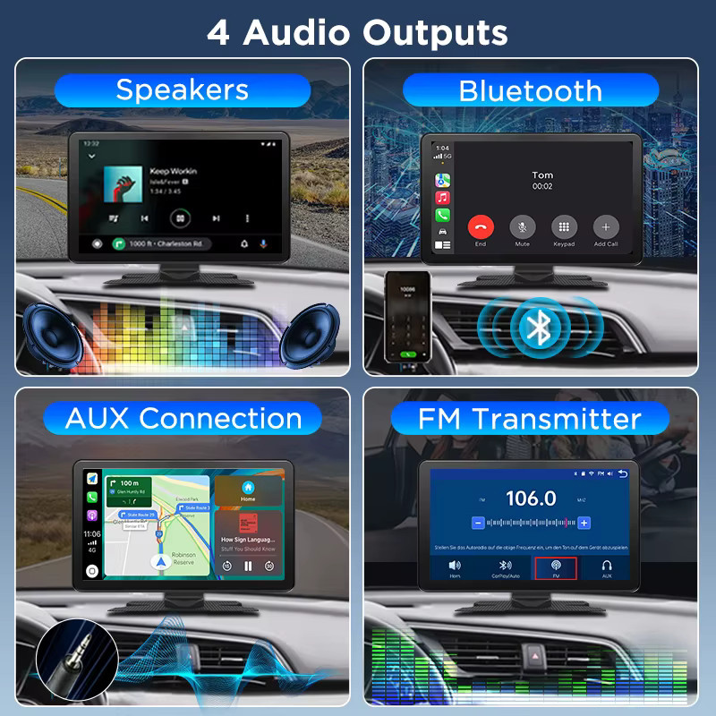 Junsun 9 Zoll Auto Dash Cam mit 4K DVR, Wireless Apple CarPlay und Android Auto, Dual Lens Video Recorder in Schwarz - Bild 3