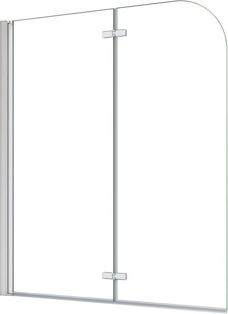 AICA Badewannenfaltwand Duschabtrennung aus ESG Glas mit Nano-Beschichtung, Farbe: Transparent/Silber, B: 90 cm, T: 140 cm - Bild 1