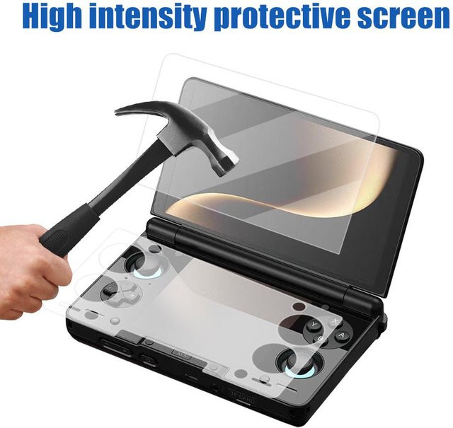 AYN HD-Schutzfolie aus gehärtetem Glas mit 9H-Härtegrad für die AYN THOR Spielkonsole, transparent, Dual-Display-Schutzfolie - Bild 1