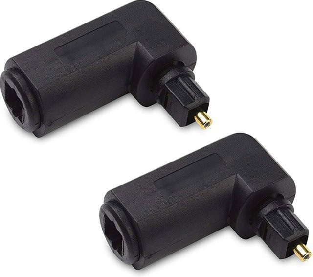 BSN Digitaler optischer Toslink Audio-Video-Kabel-Adapter, 90-Grad-Stecker auf Buchse, Schwarz - Bild 1