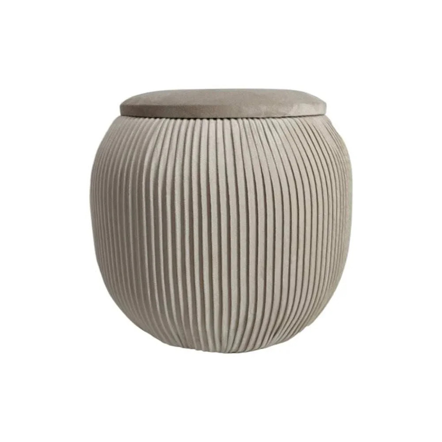 House of Nature Pouf Coto Brus Aufbewahrungssitz aus Samt in Sand/Beige Durchmesser: 43 cm, Höhe: 36 cm - Bild 1
