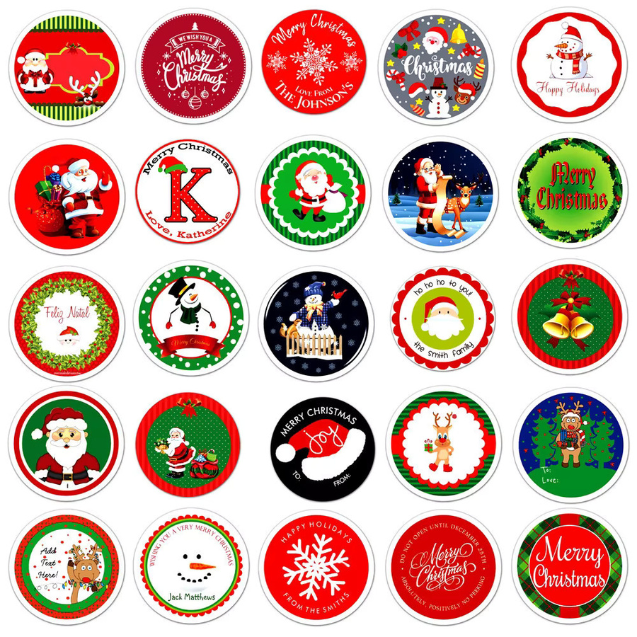 60 Stück Weihnachts-Aufkleber-Set mit niedlichen Doodle-Motiven in Multicolour für Umschläge, Geschenkpapier und Notizbücher - Bild 2