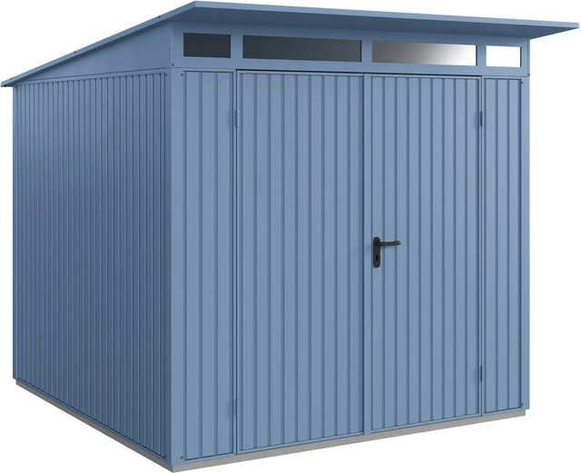 Hörmann Gerätehaus Trend mit Pultdach und Doppeltür in Taubenblau, B/H/T: 238 x 232,3 x 238 cm - Bild 1