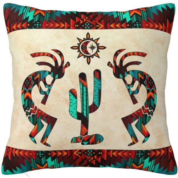 Alice pillow Kissenbezug Südwest-Stamm Native American Kokopelli Design in Beige, B/T/H: 30 x 30 x 0 cm - Bild 1