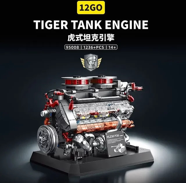 barweer Tiger Panzer Motor, Klemmbausteine, 1200 Teile, ab 14 Jahren - Bild 1