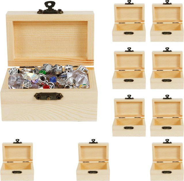10 Stück Mini-Schmuck-Aufbewahrungsboxen von Willstar aus Holz in Braun mit Deckel als leere Bastelbox und Schatztruhe für DIY-Projekte - Bild 1
