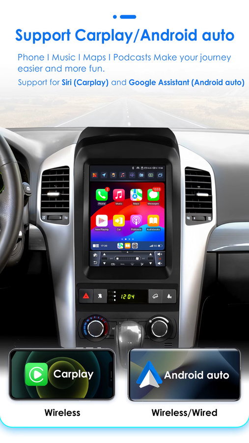 Hizpo Android 13 Autoradio mit Carplay und GPS im Tesla Stil für Chevrolet Captiva Sport 2006-2012, 9,7 Zoll, Schwarz - Bild 2