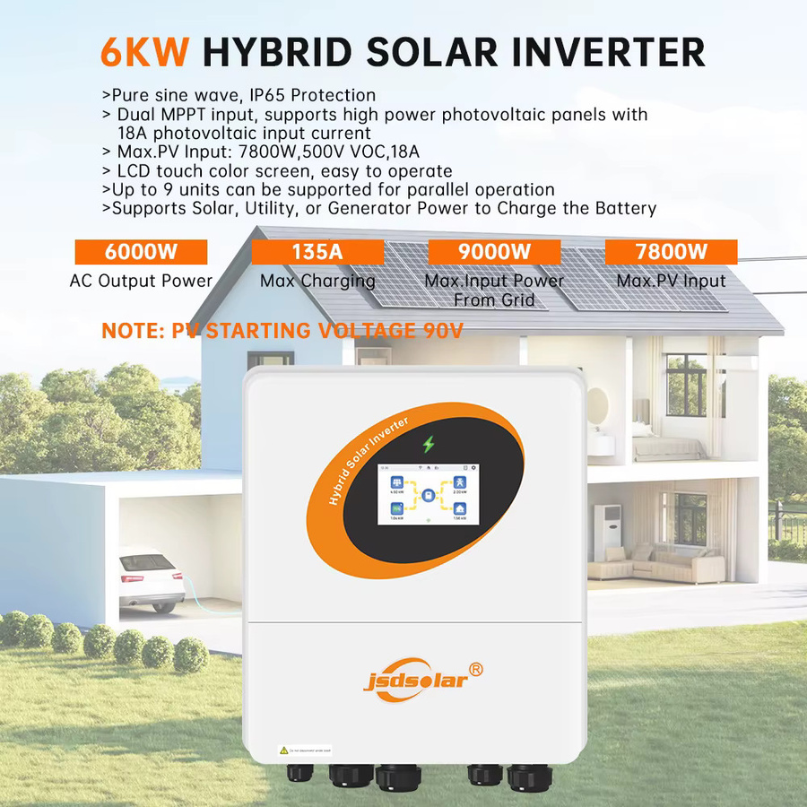 Powland 6KW Hybrid-Solarwechselrichter mit MPPT 135A und reiner Sinuswelle, 48V zu 220V, Farbe: Weiß - Bild 2