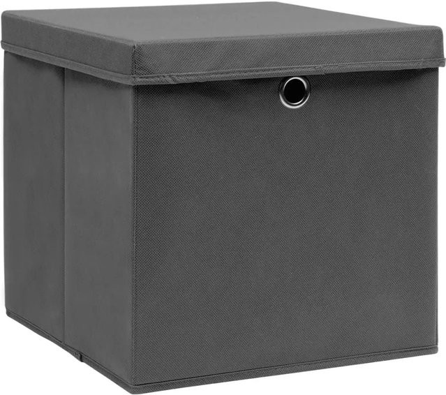 vidaXL Aufbewahrungsboxen mit Deckel aus Stoff, 4er Set, Grau, B/T/H: 28 x 28 x 28 cm - Bild 1