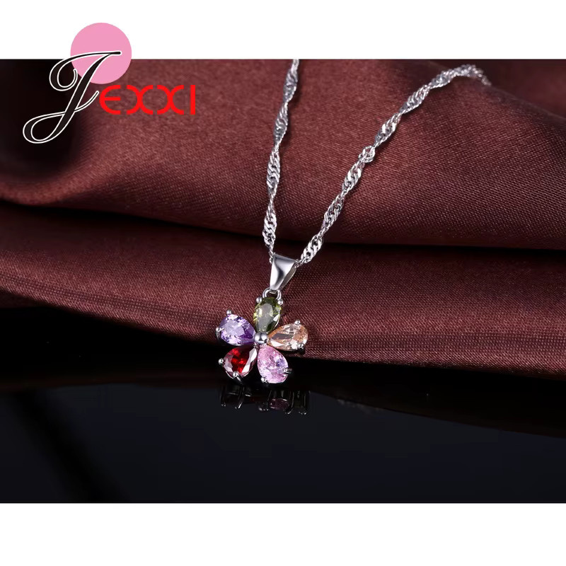 JEXXI Schmuckset, Halskette und Ohrringe, 925 Silber, Bunt, Zirkonia, Kristall, Unisex - Bild 2