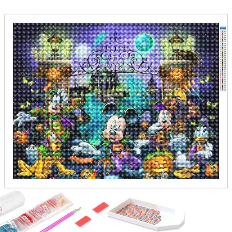 Disney Diamond Painting DIY Set Halloween Mickey und Freunde Cartoon Mosaik 5D Handwerk mehrfarbig quadratisch - Bild 2