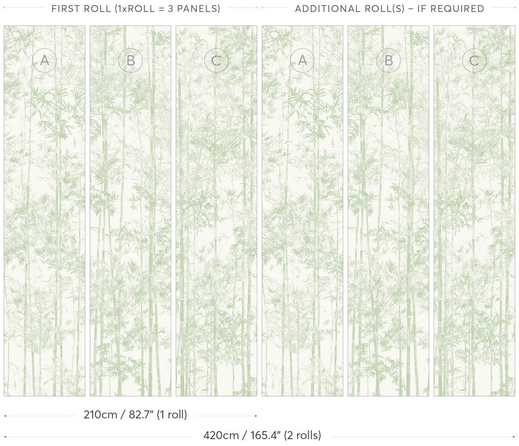 Sian Zeng Mural Bamboo Green Wandtattoo Panel C in Grün mit floralem Design - Bild 1