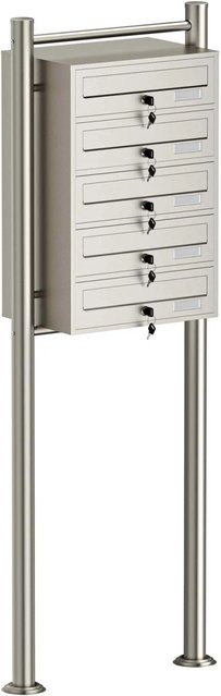 Wiltec Briefkastenanlage aus Edelstahl mit 5 Briefkästen, H x B x T: 1500 x 556 x 270 mm - Bild 1
