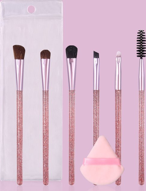 KOSSHOW Augenpinsel-Set mit Glitzergriff, 7 Teile, inklusive Aufbewahrungstasche - Bild 1
