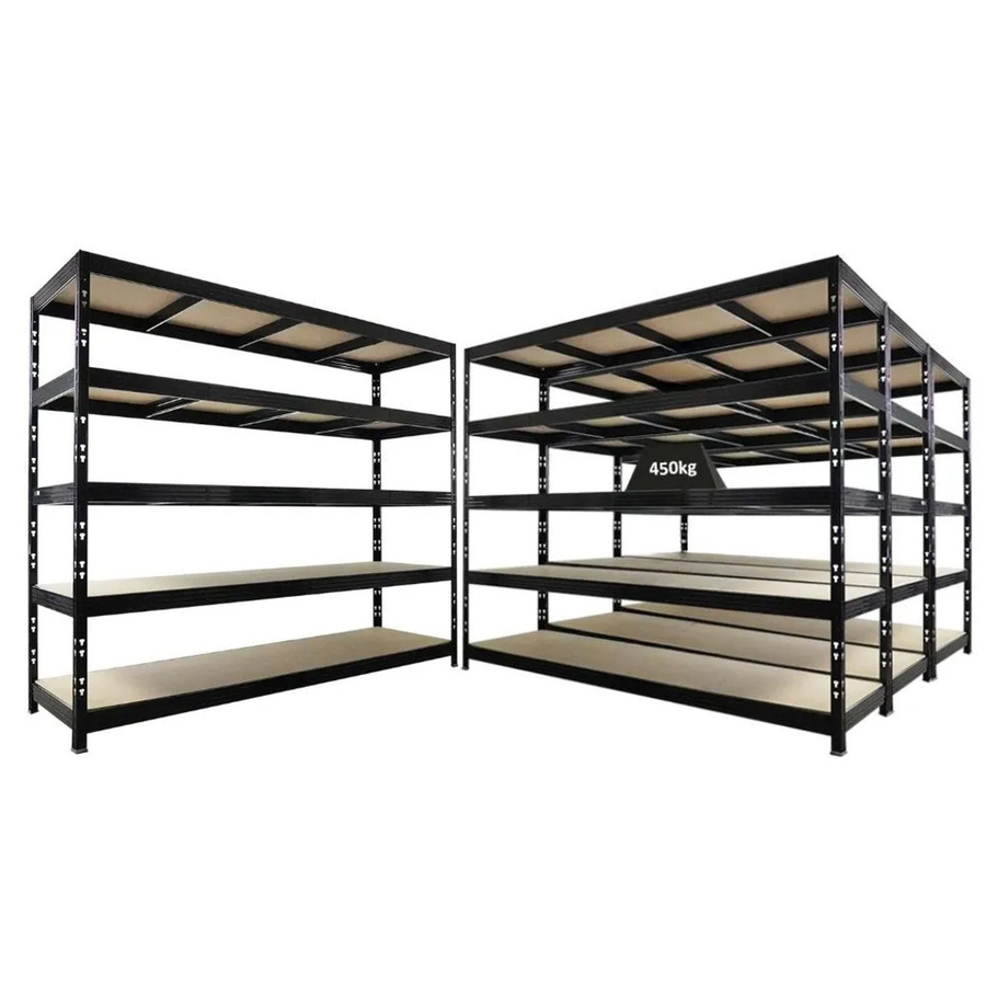 PROREGAL Rhino Schwerlastregal Set 4er Pack, Schwarz, 5 Ebenen mit Spanplatten, H x B x T: 240 x 200 x 70 cm - Bild 2