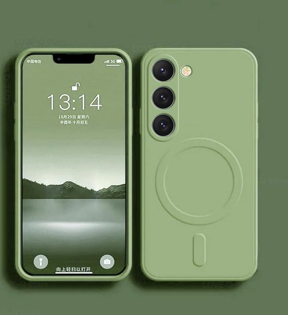 Luxuriöse Magnet-Silikonhülle für Samsung Galaxy S24 Ultra, S23 Ultra, S24 Plus und S23 Plus mit MagSafe-Unterstützung für kabelloses Laden, Farbe: Grün/Minze - Bild 1