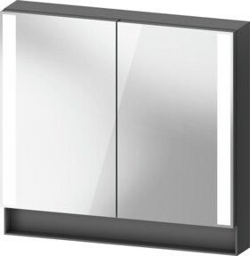 Duravit Uni Spiegelschrank Qatego Typ F, Wandhängend, Grau Matt, 2 Türen mit LED-Beleuchtung und Sensor, B/H/T: 80 x 75 x 15,5 cm - Bild 1