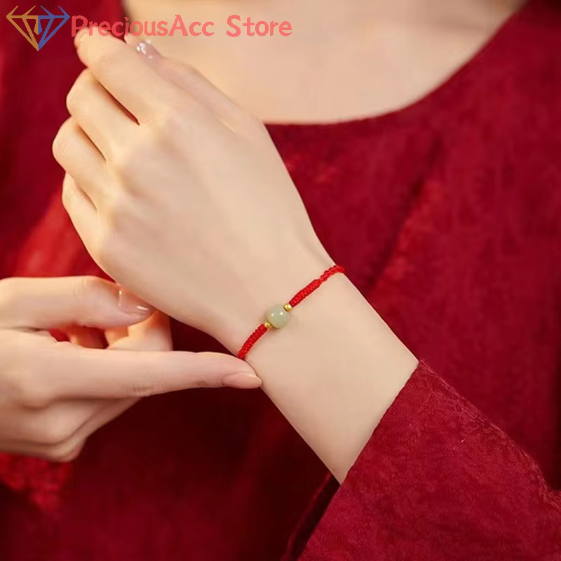 Velishy Armband, Jadeperlen, rot schwarz, Unisex - Bild 3