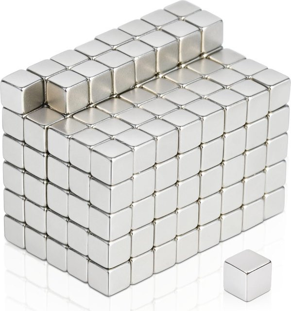 U-POLEMAG Seltenerdmagnete in Silber, kleine Magnete für Kühlschrank, Whiteboard und Bastelarbeiten, B/T/H: 7 x 7 x 7 mm - Bild 1