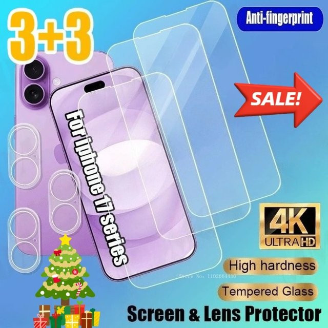 6-in-1 Displayschutzset für Apple iPhone 17 Pro, iPhone Air und iPhone 17-Serie aus gehärtetem Glas, transparent - Bild 1