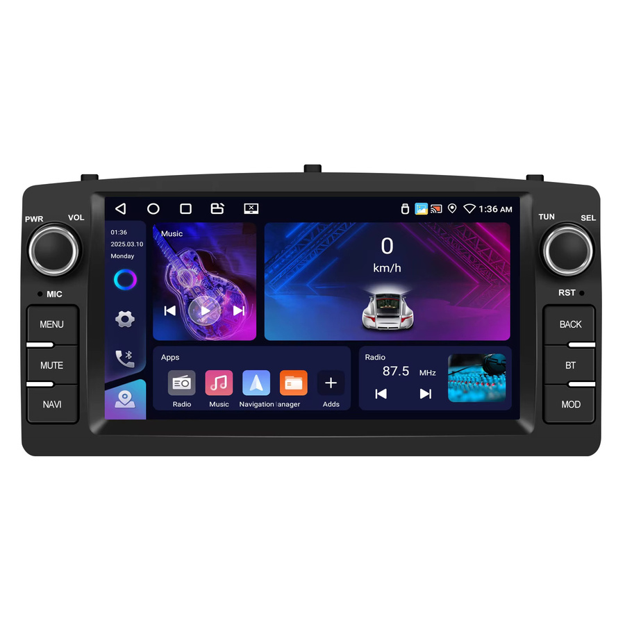 Podofo Carplay Android Autoradio mit GPS für Toyota Corolla E120 2000-2007, E130 2004-2007 und BYD F3 2006-2013 in Schwarz - Bild 6