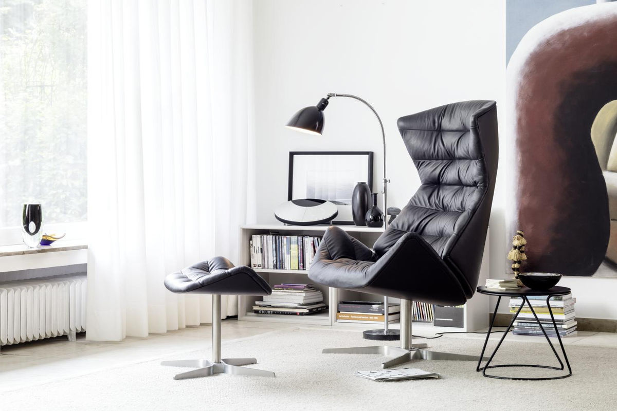 Thonet 808 Sessel in Schwarz mit Lederbezug - Bild 2