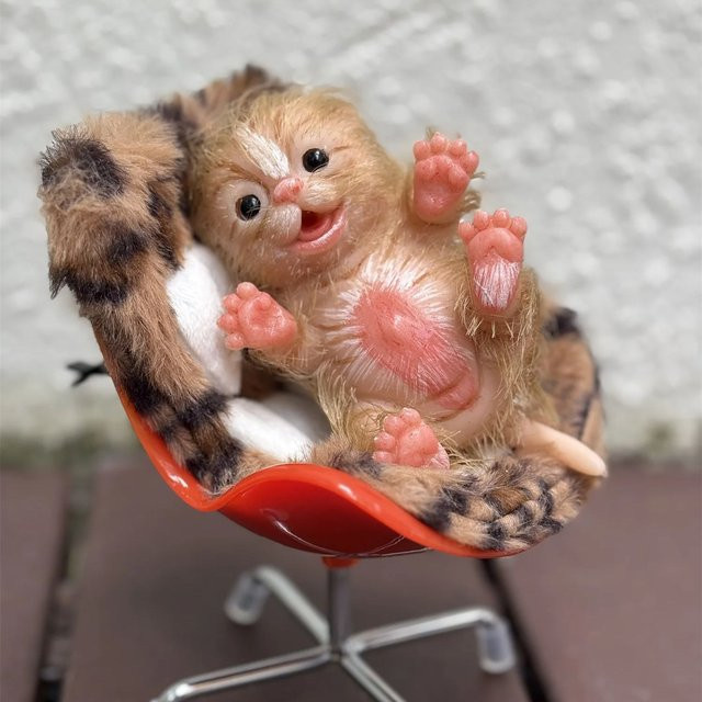 AnjoDoll Mini Silikon Katze Reborn Puppe, 15cm, Weiche Silikon Reborn Puppen - Bild 1