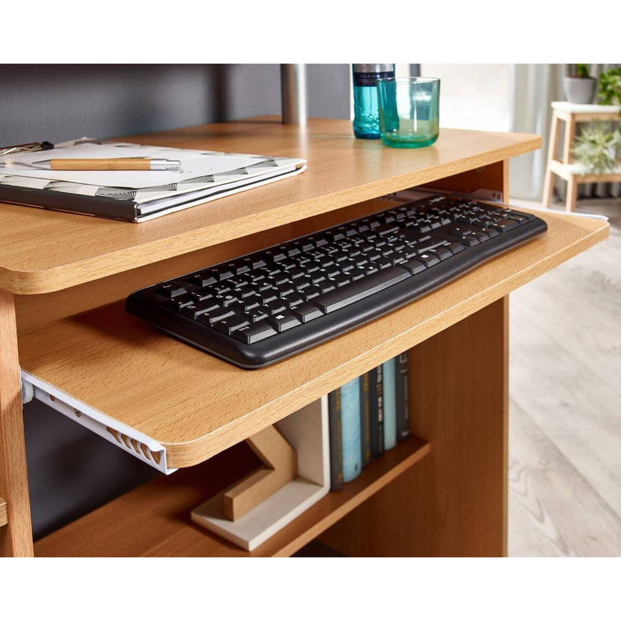 Computertisch Wohnling in Buche Nachbildung, Braun, B/H/T: 94 x 48,5 x 90,5 cm - Bild 3