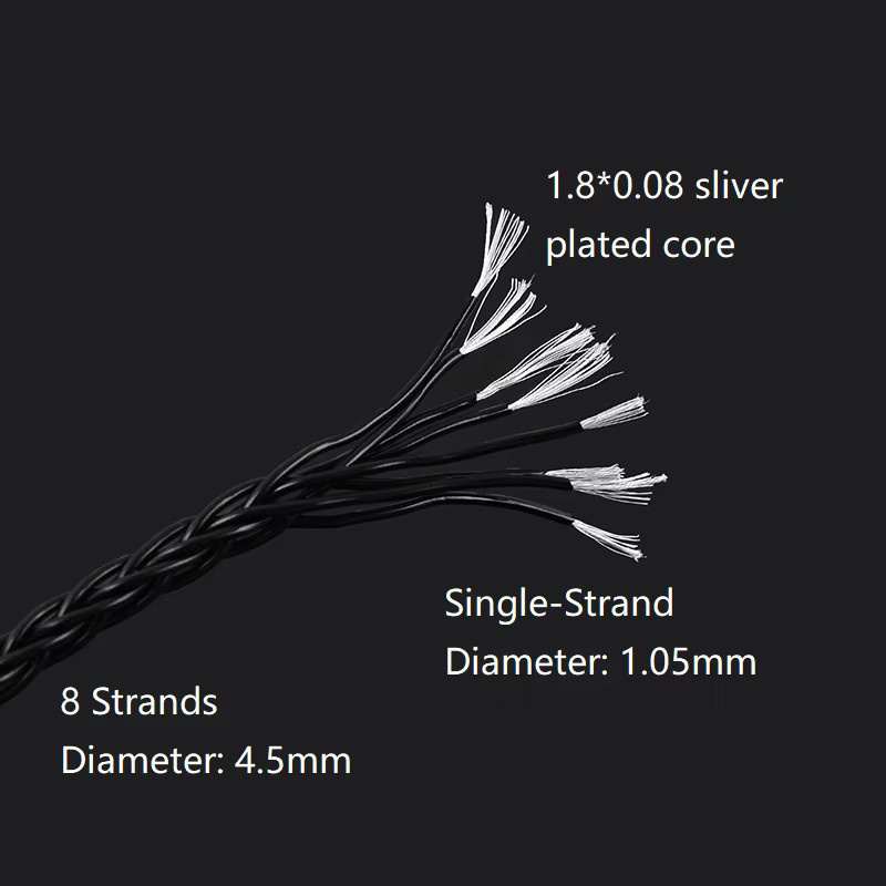 Koceta HiFi-Kopfhörerkabel aus versilbertem Kupfer in Schwarz mit 3,5 mm Jack und 4,4 mm Anschluss für Sennheiser Momentum HD4.30 HD4.40BT HD4.50BTNC und HD400S HD458 - Bild 2