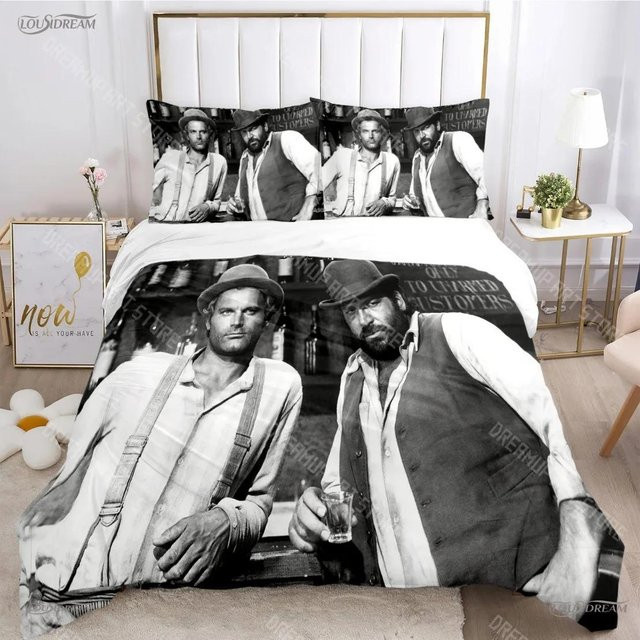 Bettwäsche-Set Bud Spencer und Terence Hill mit 3D-Druck, Grau, B/H: 140 x 200 cm - Bild 1