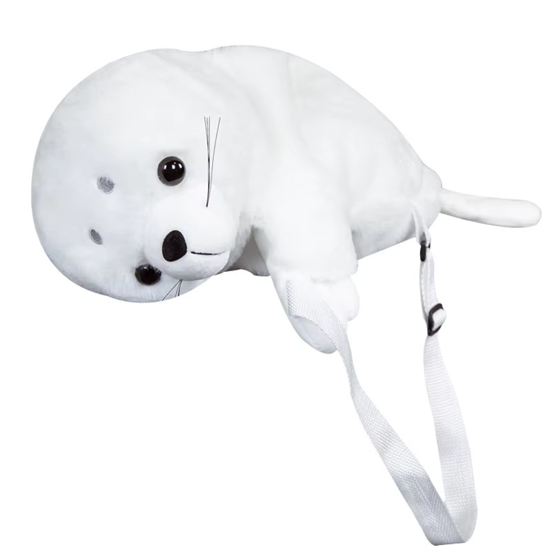 pangcangshu Liegendes Siegel Rucksack, Plüschtier, 50 cm, Weiß - Bild 6