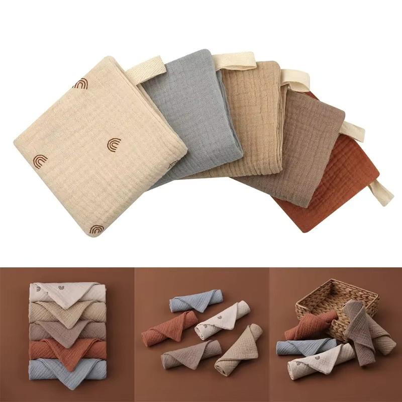 10er Set Baby Handtücher und Waschlappen aus weichem Baumwoll-Musselin in Mehrfarben - Bild 2