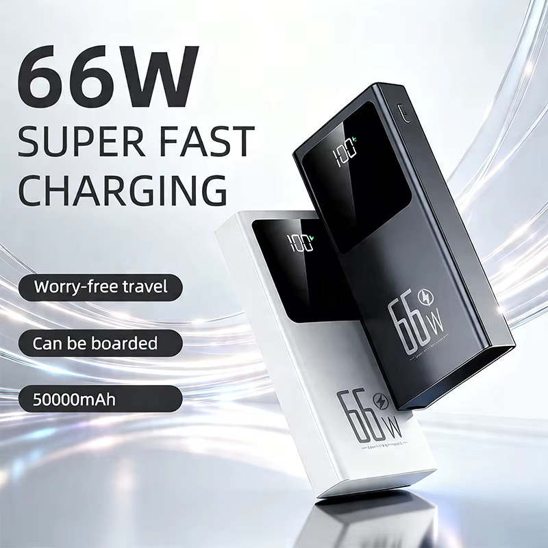 Cohana Hochleistungs-Powerbank 50000mAh mit 66W Schnellladefunktion, Tragbares Ladegerät für iOS und Android in Schwarz mit LED-Taschenlampe und Mehrfachladefunktion für 3 Geräte - Bild 6