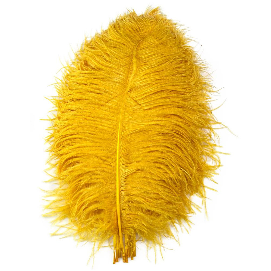 10 Stück goldgelbe Straußenfedern für DIY Basteln und Hochzeitsdeko, gefärbt, Farbe: Khaki, Länge: 45-50 cm - Bild 1