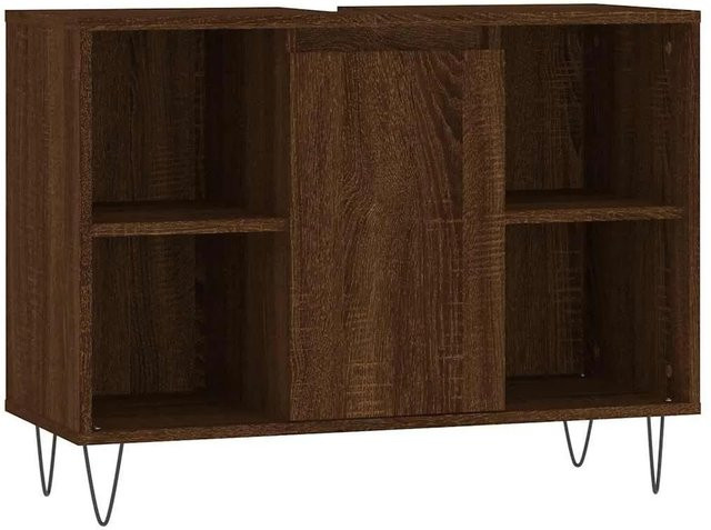 vidaXL Badschrank in Eiche Braun im industriellen Stil mit offenen Regalen und Türen, B/T/H: 80 x 33 x 60 cm - Bild 1