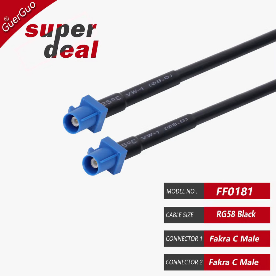 GuerGuo HF-Koaxialkabel RG58 mit Fakra-Stecker Code C auf Fakra-Buchse Code C als Fakra-Jumper Autokabel - Bild 2
