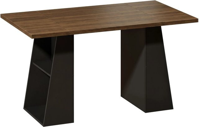 HOMCOM Schreibtisch im Industrie-Stil aus Spanplatte und MDF in Braun-Schwarz, Breite: 140 cm, Tiefe: 78 cm, Höhe: 75 cm - Bild 1