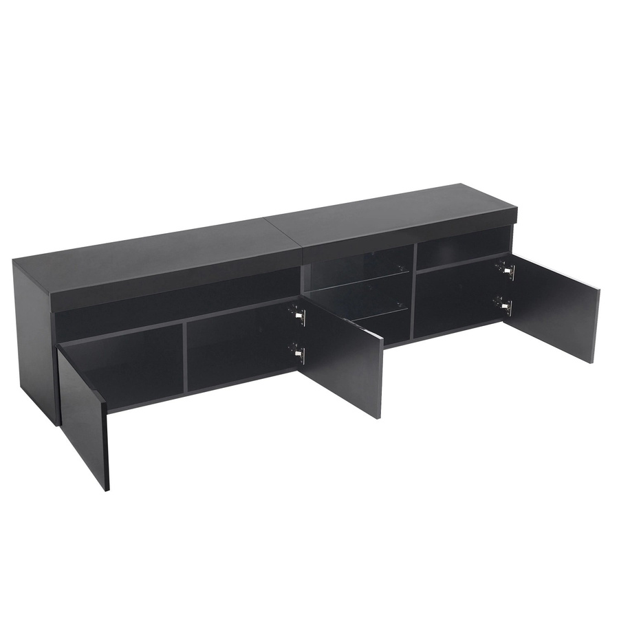 okwish TV Schrank mit LED Beleuchtung in Schwarz, modern und glossy, B/T/H: 180 x 35 x 48 cm - Bild 2