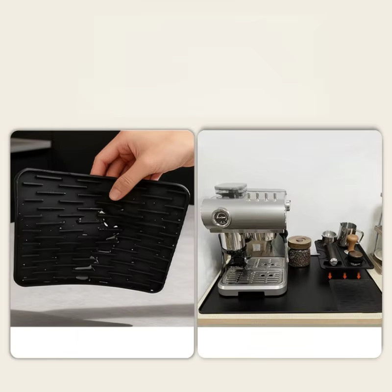 JUSTINLAU 3-in-1 Silikon Kaffeematte, rutschfest und abnehmbar, Schwarz - Bild 4