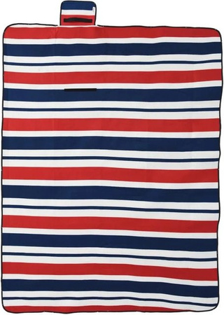 vidaXL Picknickdecke faltbar rot und blau gestreift mit Samt und wasserdichter Unterseite, B/T: 200 x 150 cm