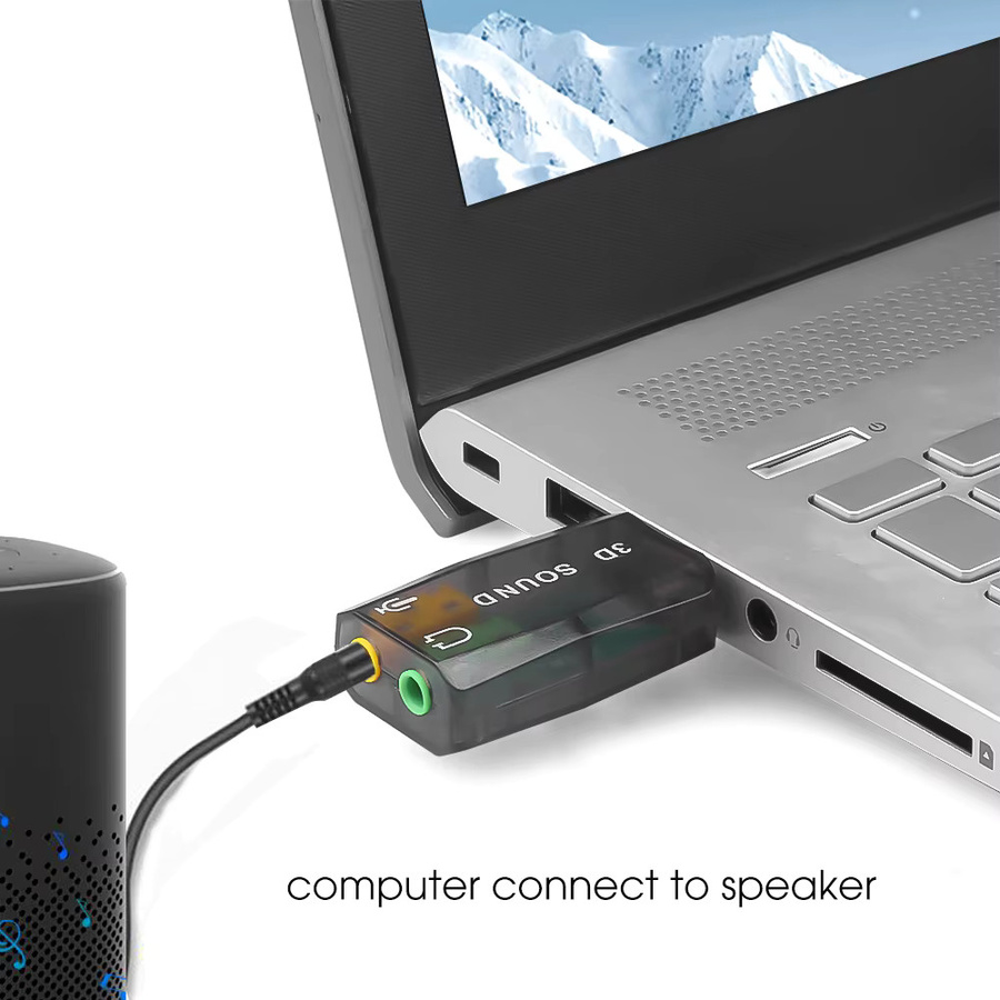 Kebidumei USB-A auf 3,5mm Klinke Audio Adapter mit Stereo Headset 3D Soundkarte für Laptop und Lautsprecher, Grau - Bild 2