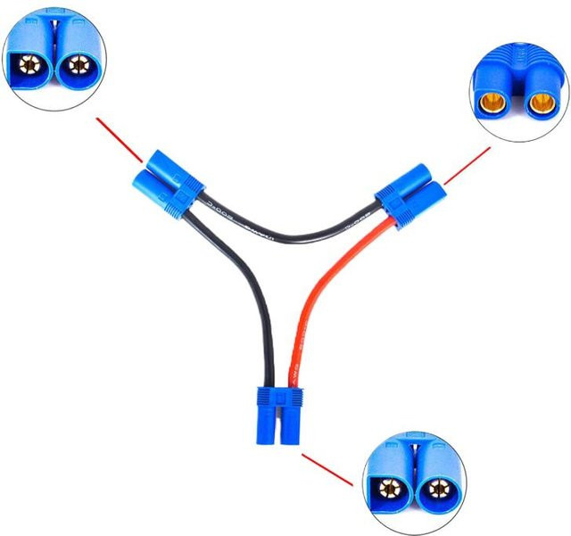 EC5 Parallel Batterie Anschluss Kabel Dual Verlängerung Y Splitter mit 12AWG Silikon Draht im Y/O Stil für RC Spielzeug - Bild 1