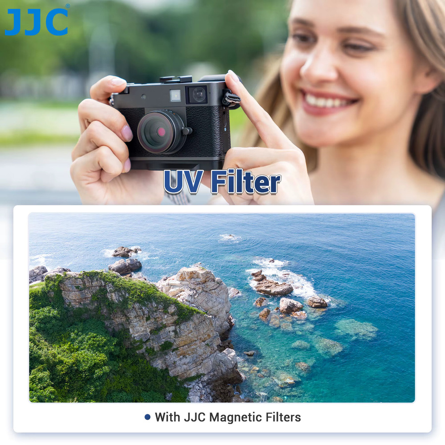 JJC Magnetischer UV-Filter mit Objektivdeckel für Fujifilm X-HF1 in Schwarz, L39 Antireflexions-Filter aus optischem Glas - Bild 5