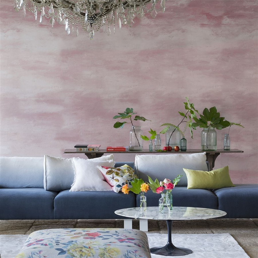 Designers Guild Mural Cielo Pale Rose Wandgestaltung in Pink mit abstraktem modernem Design - Bild 1