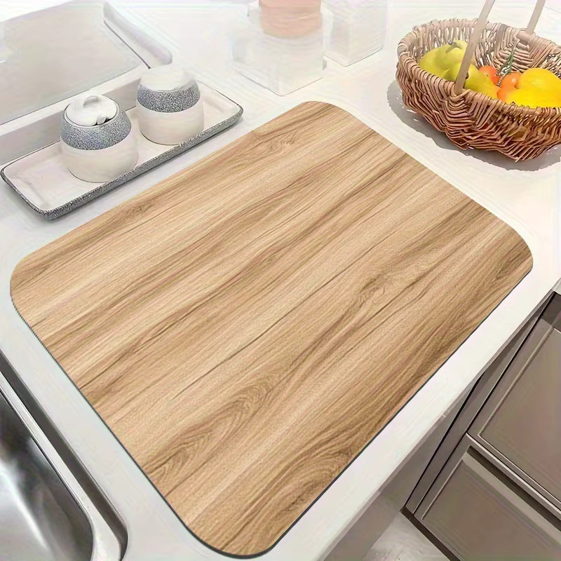 VIKAMA Waschmaschinenabdeckung in Braun mit Holzmaserung, saugfähiger und schnell trocknender Schutz für deine Waschküche oder Küchenarbeitsplatte - Bild 2