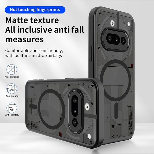 Magnetische Handyhülle für Nothing Phone 3a Lite 3a Pro 2a Plus CMF mit kabelloser Ladefunktion aus TPU-Rahmen und Kunststoff in Schwarz Matt - Bild 1